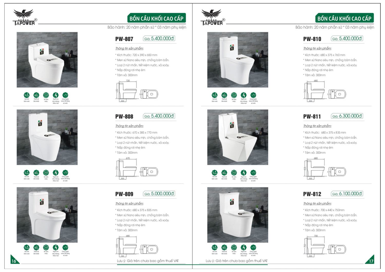 Thiết bị vệ sinh TAPOWER Catalogue và Bảng giá mới nhất /Page 9